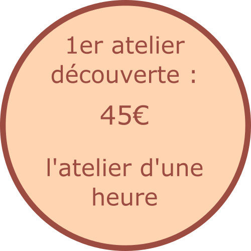 Tarif : 45€ l'atelier découverte d'une heure Tarif : 45€ l'atelier découverte d'une heure